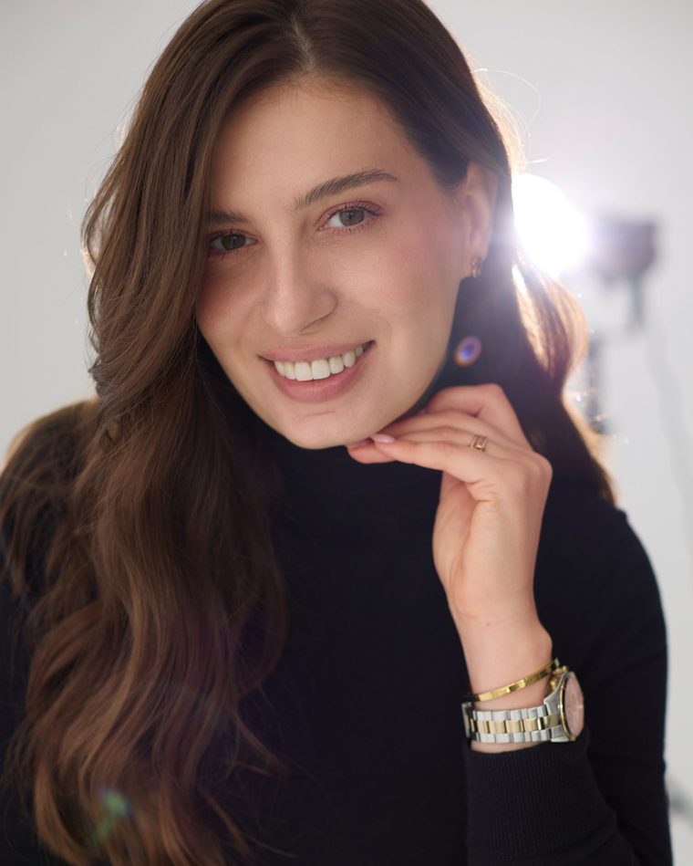 Olha Odarchenko, backlit portrait